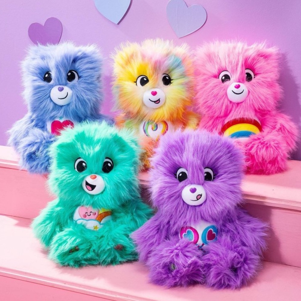 Care Bears Super Fuzzy Retro Plush Rainbow Togetherness Bear Medium Size 14”